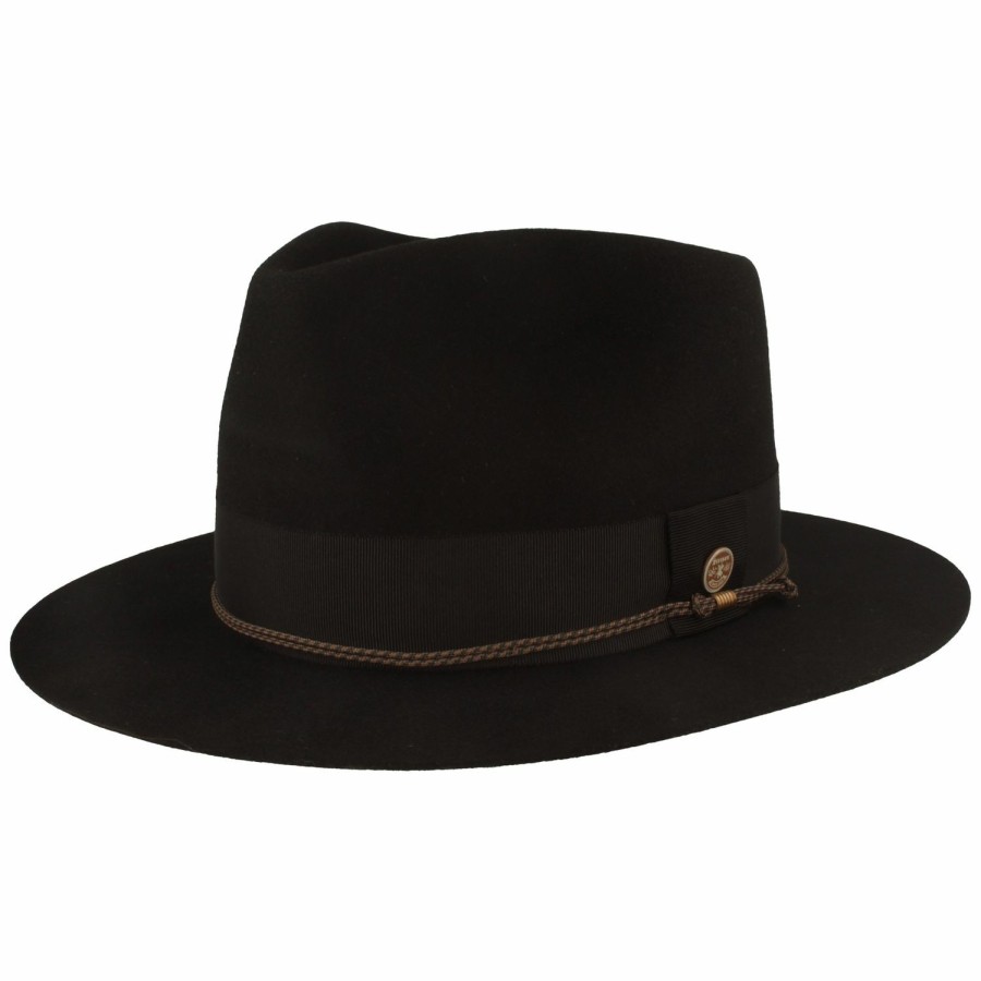 Hute Stetson | Stetson Fedora Flat Brim Filzhut Schwarz