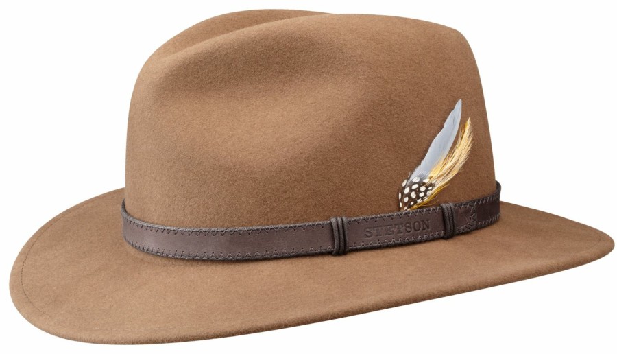 Xxl Stetson | Stetson Rollbarer Traveller Outdoor-Filzhut Mit Lederband Mittelbeige