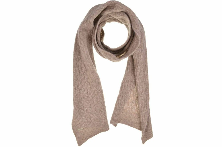 Accessoires SEEBERGER | Seeberger Strick Alpakamix Schal In Zopfmuster Mittelbeige