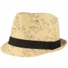 Kinder Hut-Breiter | Kinder Trilby Mit Originellem Hai-Print Von Hut-Breiter Mittelbeige