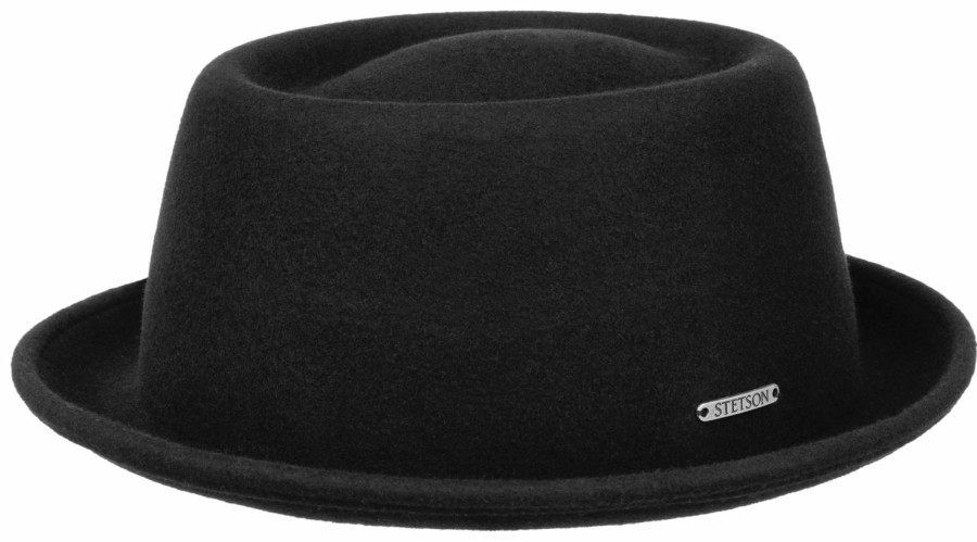 Hute Stetson | Stetson Pork Pie Woolfelt Wasserabweisend Ohne Garnitur Schwarz