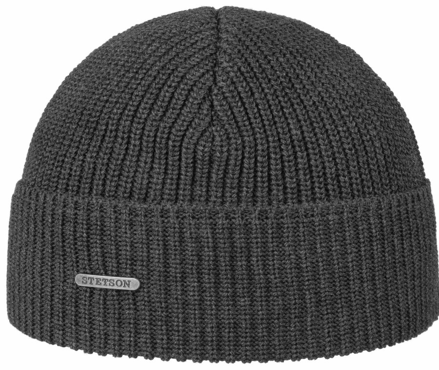 Mutzen Stetson | Stetson Beanie Strickmutze Umschlagmutze Aus 100% Baumwolle Mittelgrau