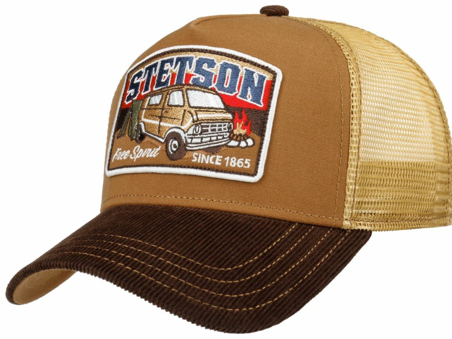 Mutzen Stetson | Stetson Schicke Trucker Cap Camper Mit Schirm In Cord-Optik Braun Gemustert