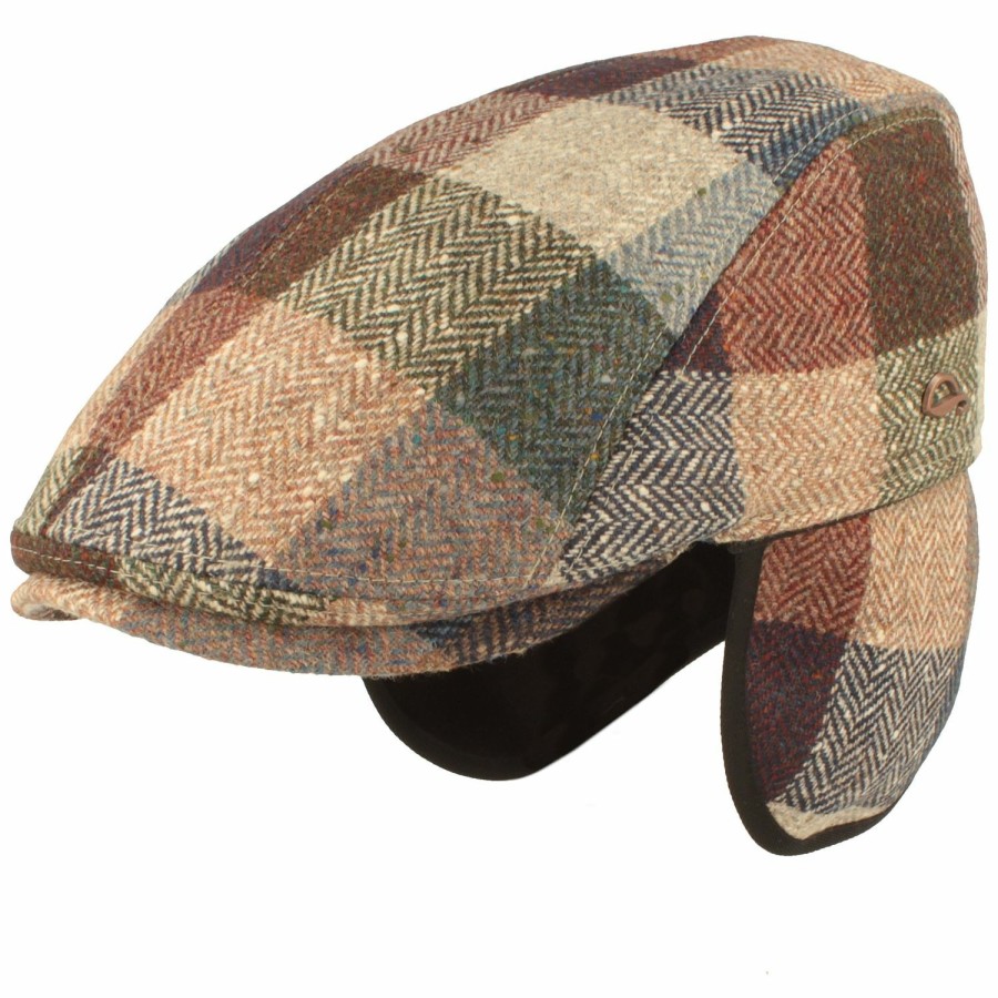 Mutzen GÖTTMANN | Gottmann Jackson Flatcap Patchwork Fischgrat Ohrenschutz Grun Gemustert