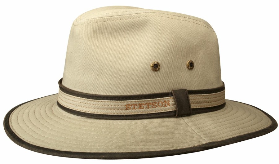 Xxl Stetson | Stetson Stoffhut Aus Baumwolle Mit Uv-Schutz 40+ Braun Gemustert