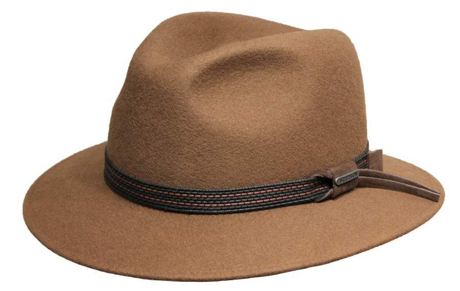 Xxl Stetson | Stetson Wasserabweisender Traveller Woolfelt Zweifarbige Garnitur Braun Gemustert