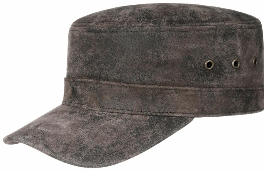 Mutzen Stetson | Stetson Army Cap Aus Leder Braun Gemustert