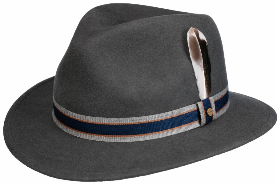 Xxl Stetson | Stetson Knautschbarer Traveller Filzhut Mit Gestreiftem Band