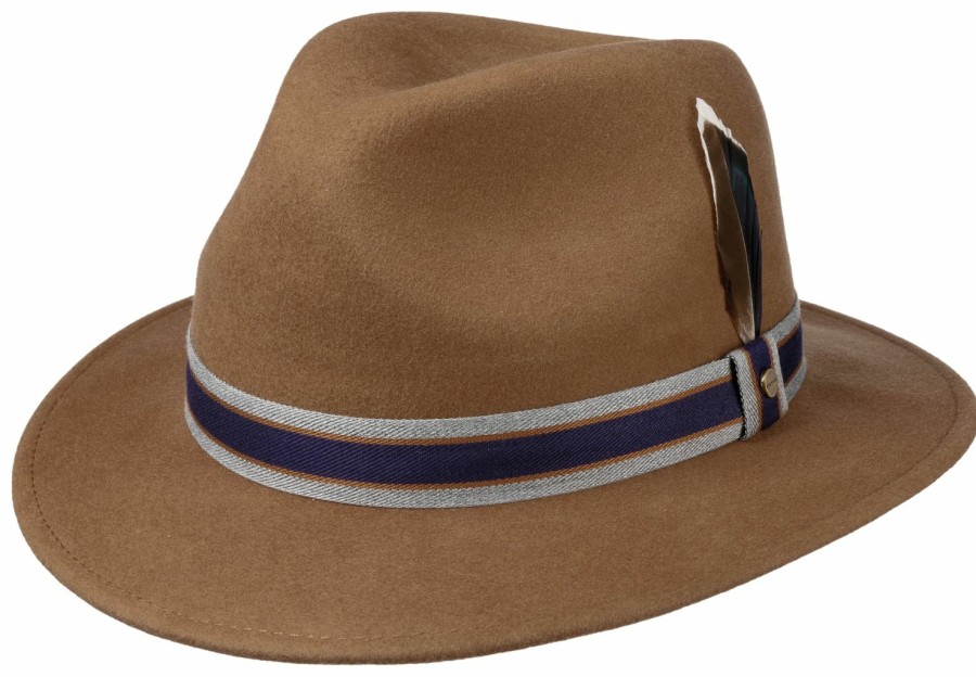 Xxl Stetson | Stetson Knautschbarer Traveller Filzhut Mit Gestreiftem Band