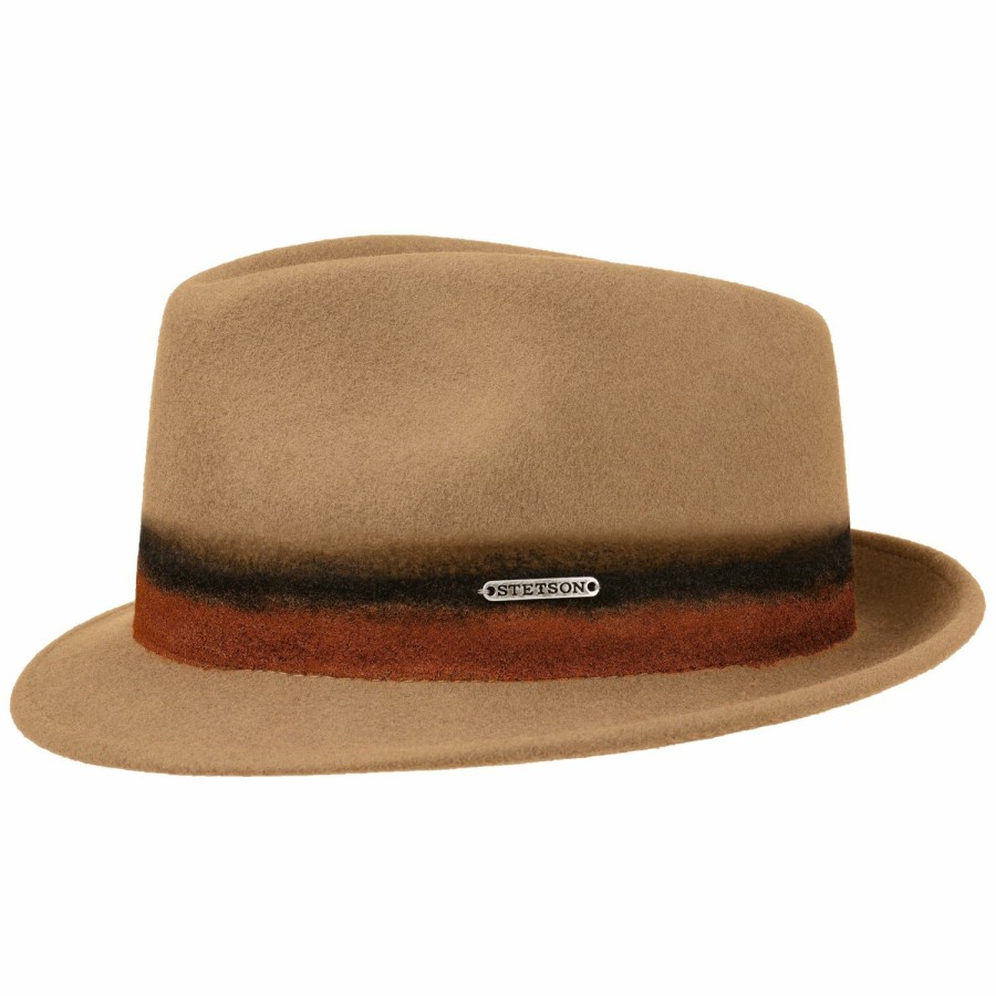 Hute Stetson | Stetson Vintage Trilby Mit Aufgemalter Garnitur Mittelbeige