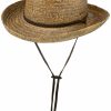 Hute Stetson | Stetson Raffia Cowboy Strohhut Leder-Kinnband Uv-Schutz40+ Mittelbeige