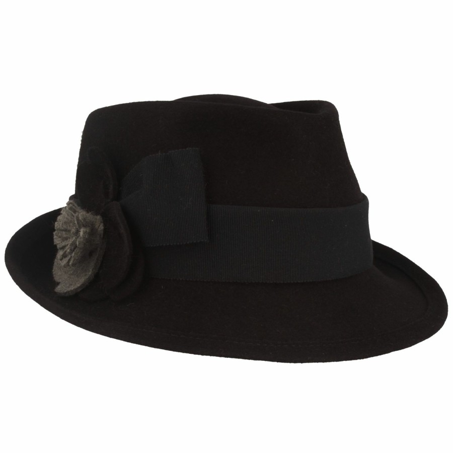 Meisteratelier Breiter Meisteratelier | Breiter Meisteratelier Damen Trilby Mit Modischer Blute