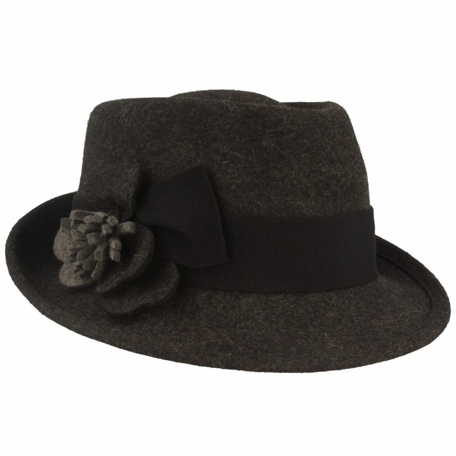 Meisteratelier Breiter Meisteratelier | Breiter Meisteratelier Damen Trilby Mit Modischer Blute