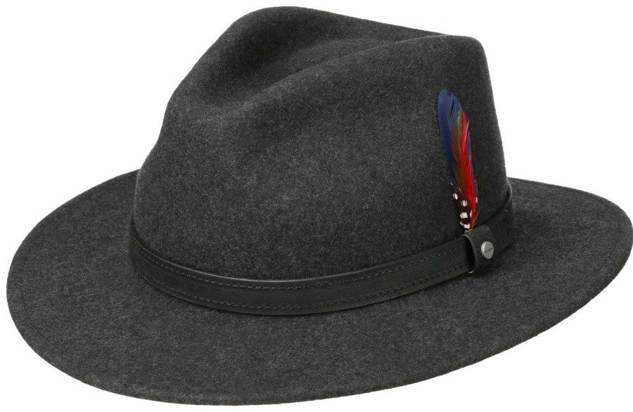 Xxl Stetson | Stetson Knautschbarer Outdoorhut Leder-Garnitur