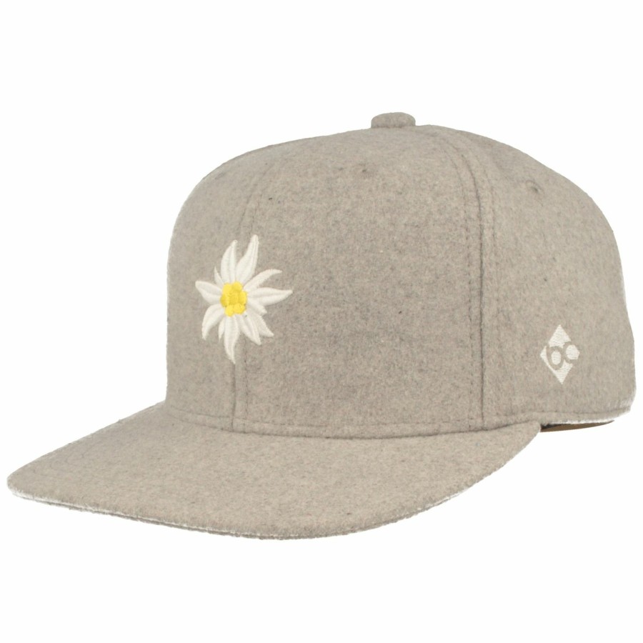 Mutzen Bavarian Caps | Bavarian Caps Flat Brim Snapback Baseball-Cap Mit Edelweiss-Stickerei Hellgrau