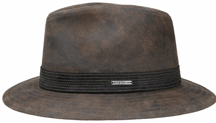 Hute Stetson | Stetson Traveller Aus Leder Mittelbraun