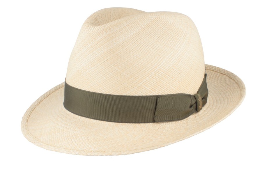 Hute Borsalino | Borsalino Hochwertiger Panama Bogart-Strohhut Quito Olive