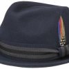 Hute Stetson | Stetson Filzhut Player Hut Mit Ripsband-Garnitur Und Feder Marine