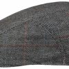 Xxl Stetson | Stetson Ivy Fischgrat Flat Cap 100% Seide Mit Uv-Schutz 40+ Schwarz Gemustert