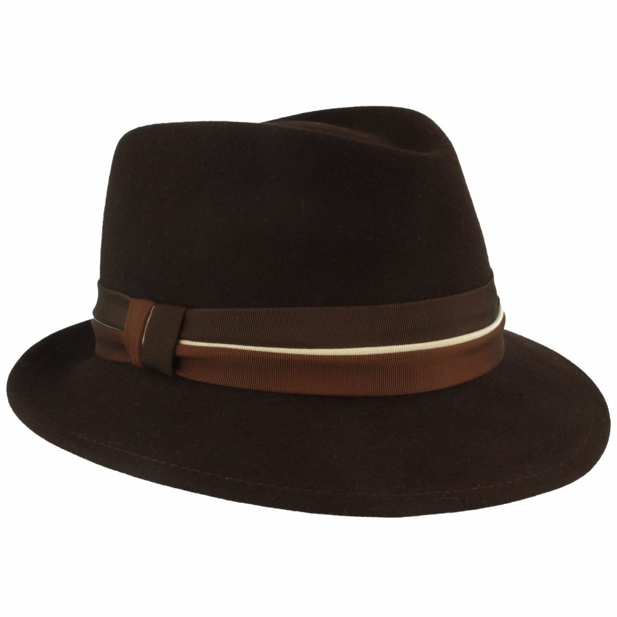 Meisteratelier Breiter Meisteratelier | Breiter Meisteratelier Kleiner Trilby-Hut Mit 3-Farbiger Ripsband-Garnitur