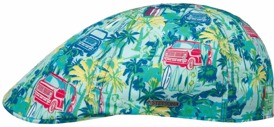 Mutzen Stetson | Stetson Texas Sommer-Schiebermutze Baumwolle Vanlife-Print Blau Gemustert