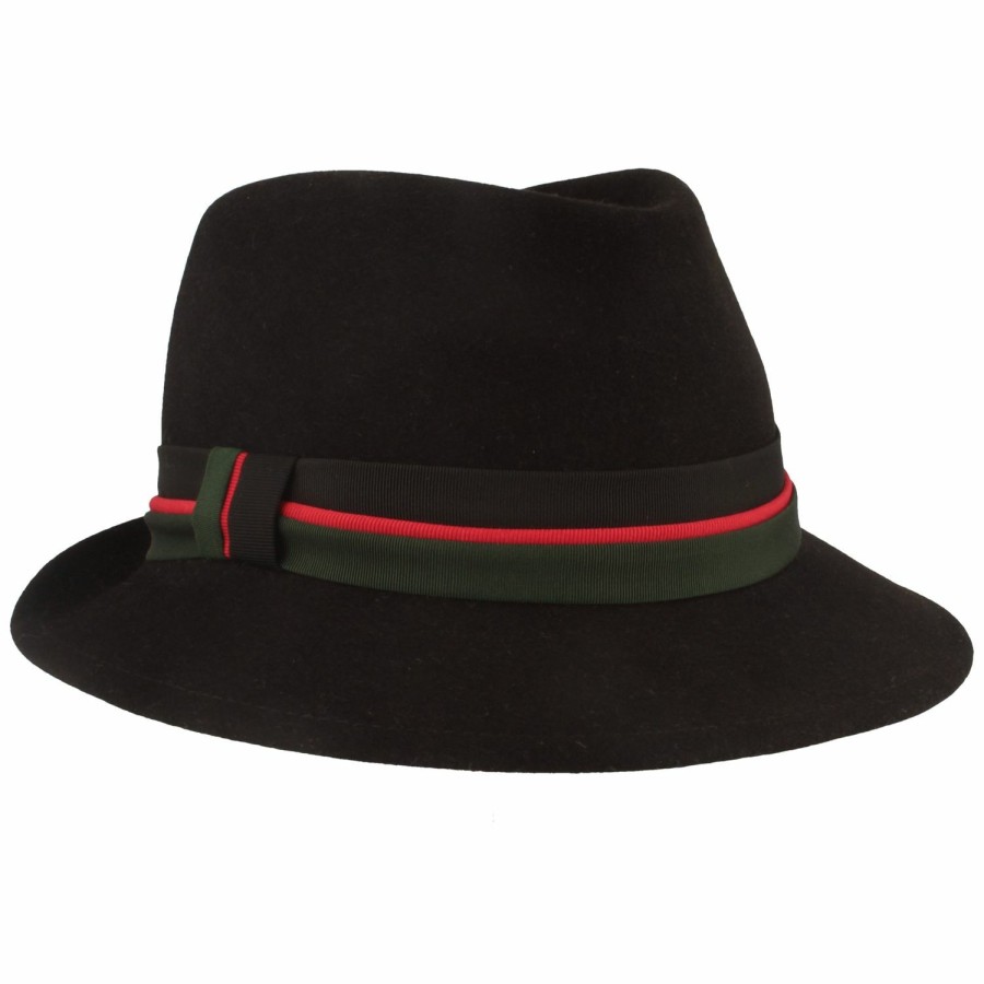 Meisteratelier Breiter Meisteratelier | Breiter Meisteratelier Kleiner Trilby-Hut Mit 3-Farbiger Ripsband-Garnitur