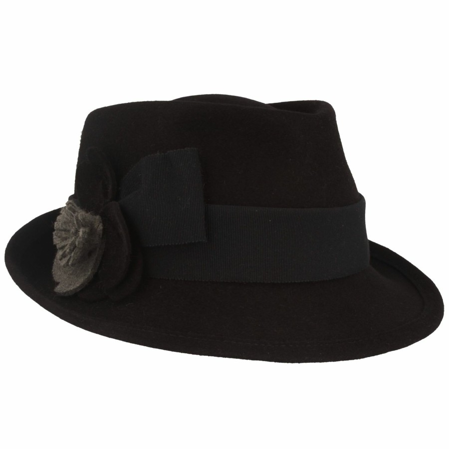 Hute Breiter Meisteratelier | Breiter Meisteratelier Damen Trilby Mit Modischer Blute