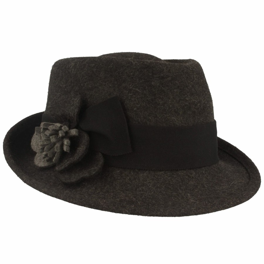 Hute Breiter Meisteratelier | Breiter Meisteratelier Damen Trilby Mit Modischer Blute