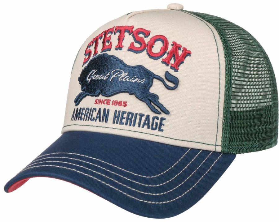 Mutzen Stetson | Stetson Great Plains Trucker Cap Mit Markenstickerei Blau Gemustert