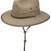 Hute Stetson | Stetson Baumwoll Traveller Fischerhut Mit Kinnband Und Extrabreiter Krempe Mittelbraun