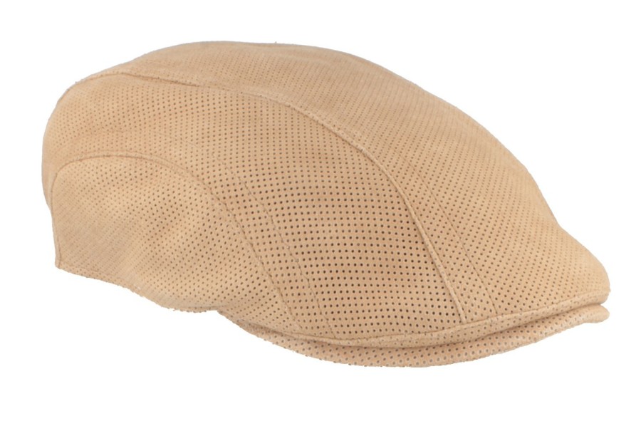 Xxl GÖTTMANN | Gottmann Sommer-Schiebermutze Flatcap Aus Echtem Velourleder Camel