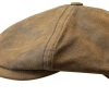 Mutzen Stetson | Stetson 6-Teilige Ledermutze Pigskin Flatcap Mittelbraun