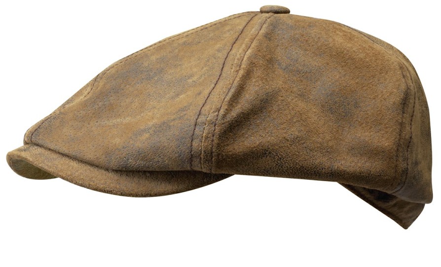 Mutzen Stetson | Stetson 6-Teilige Ledermutze Pigskin Flatcap Mittelbraun