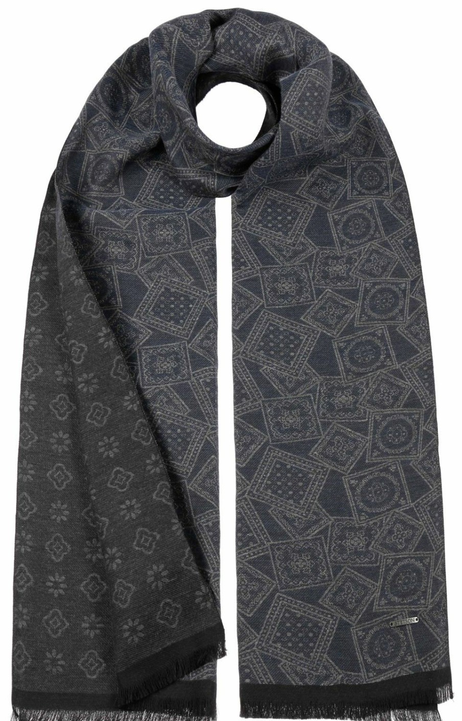 Accessoires Stetson | Stetson Scarf Cotton Jaquard Stamps Trendgrau