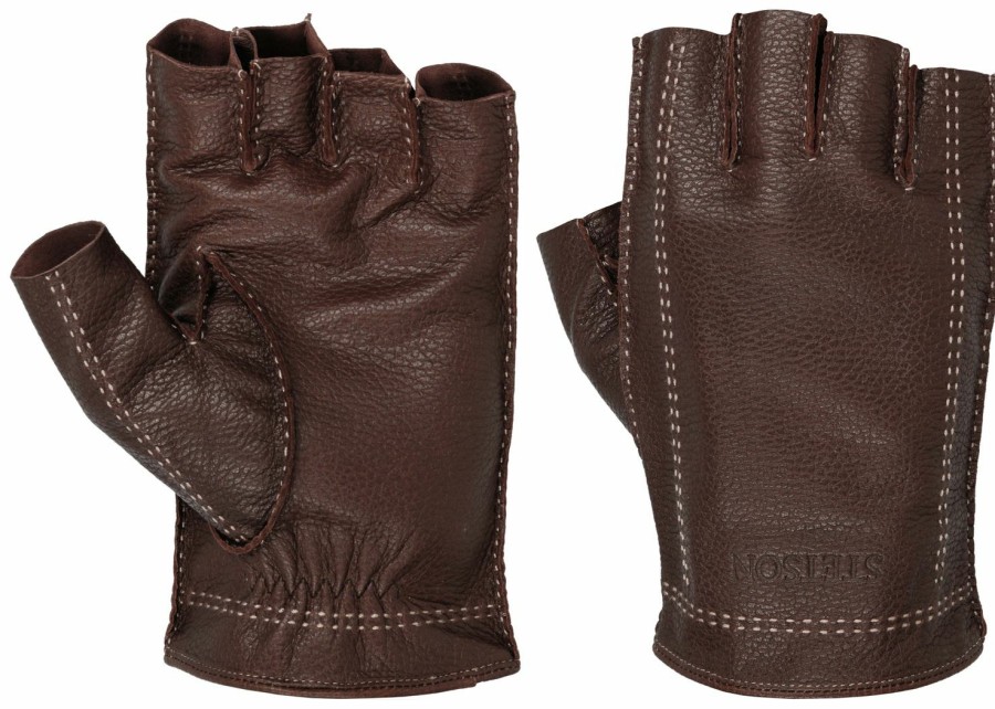 Accessoires Stetson | Stetson Fingerlose Racing Auto Lederhandschuhe Lamm-Nappa Mittelbraun