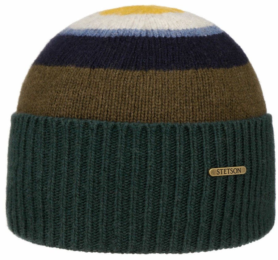 Mutzen Stetson | Stetson Beanie Umschlag-Strickmutze Merinowolle Mit Streifen