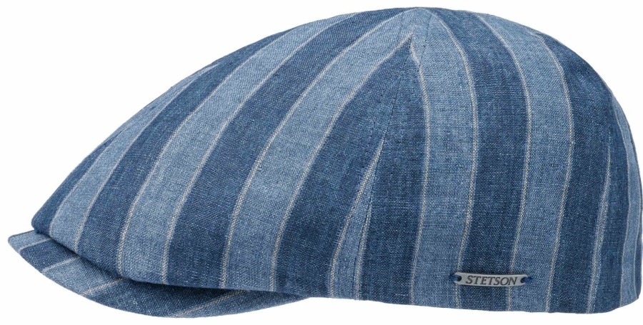 Mutzen Stetson | Stetson Duck Leinencap Streifen Uv-Schutz 40 Blau Gemustert