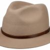 Hute Stetson | Stetson Schmaler Knautschbarer Outdoor-Wollfilz-Hut Mit Lederband Braun Gemustert