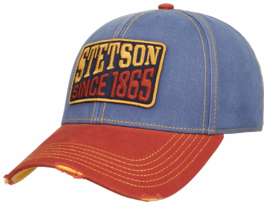 Mutzen Stetson | Stetson Baseball Cap Since 1865 Vintage Distressed Blau Gemustert