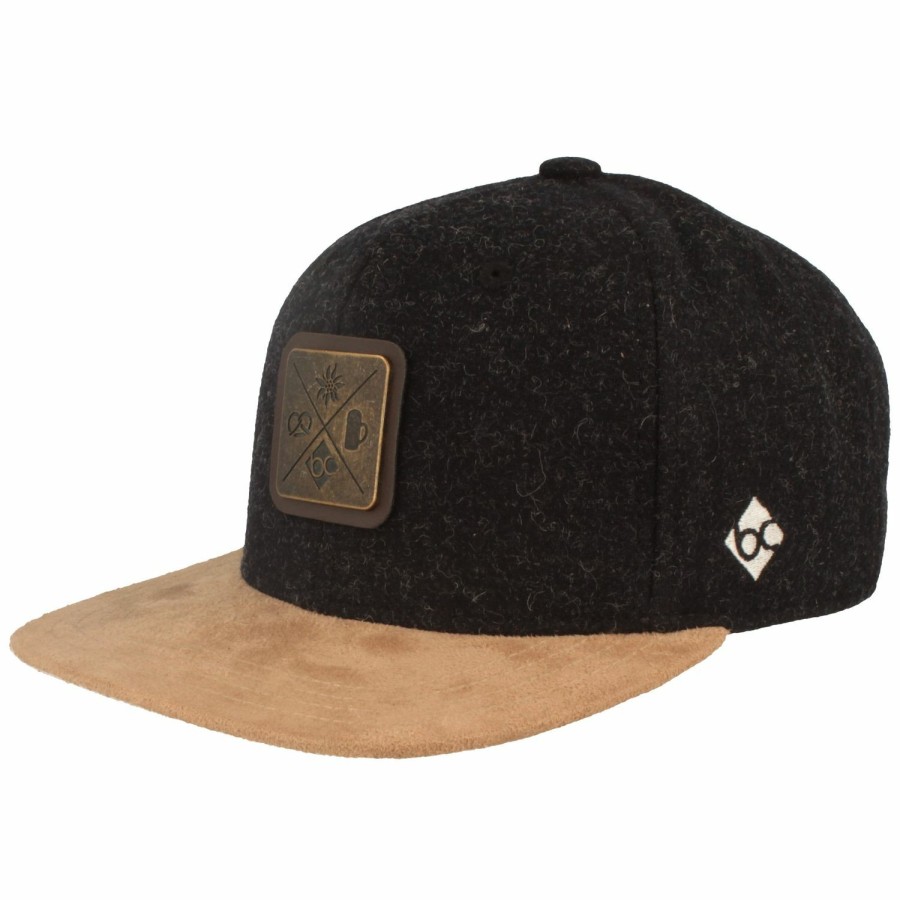 Mutzen Bavarian Caps | Bavarian Caps Flat Brim Snapback Baseball-Cap Kreizweis Brezn Bierkrug Edelweiss Schwarz