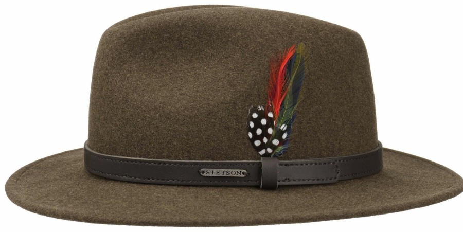 Hute Stetson | Stetson Woolfelt Outdoor Traveller Mit Ledergarnitur