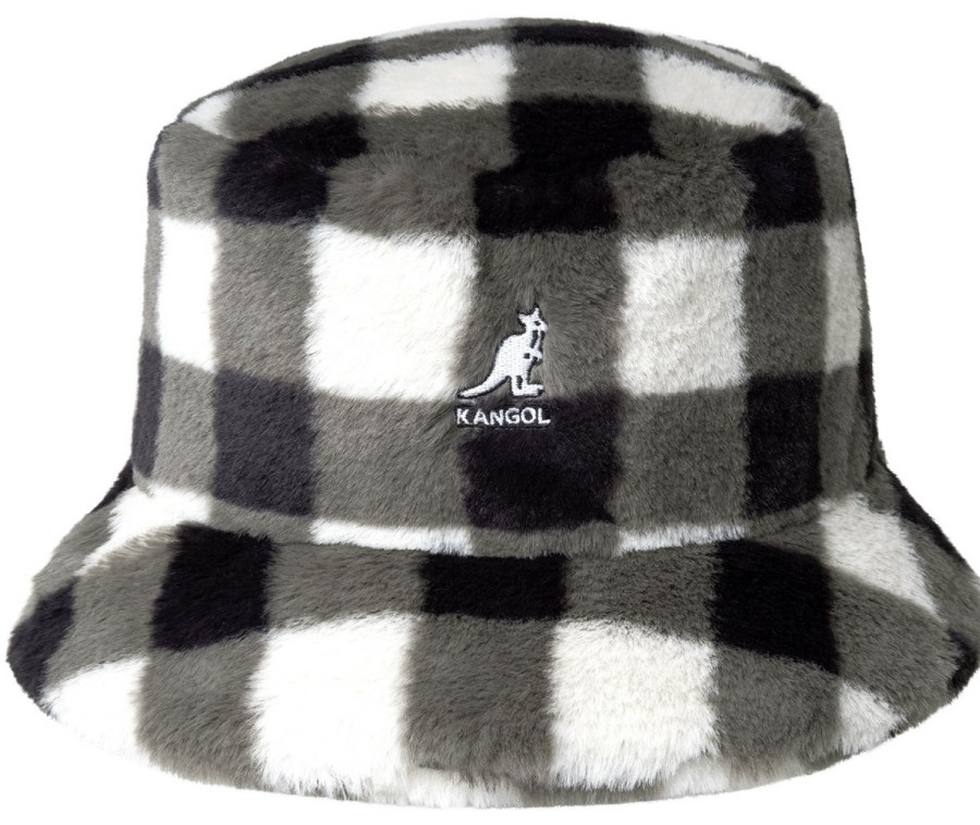 Mutzen Kangol | Kangol Kuscheliger Bucket Hat Aus Fake-Fur Plusch Grun Gemustert