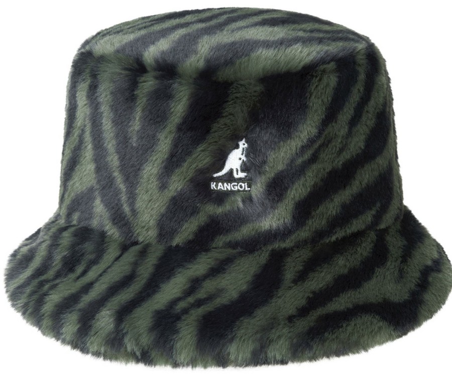 Mutzen Kangol | Kangol Kuscheliger Bucket Hat Aus Fake-Fur Plusch Grun Gemustert