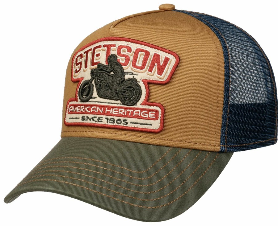 Mutzen Stetson | Stetson Trucker Baseball Cap Biker Motorcycle Mit Netzeinsatz Grun Gemustert