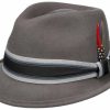 Hute Stetson | Stetson Trilby Wasserabweisend Mit Gestreiftem Band Mittelgrau