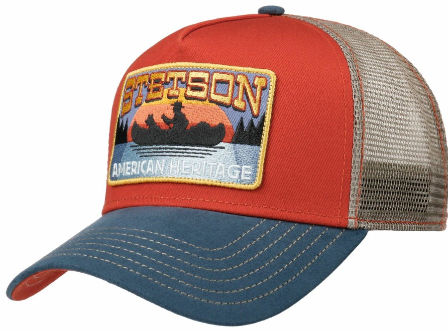 Mutzen Stetson | Stetson Verstellbare Trucker Cap Canoe American Heritage Blau Gemustert