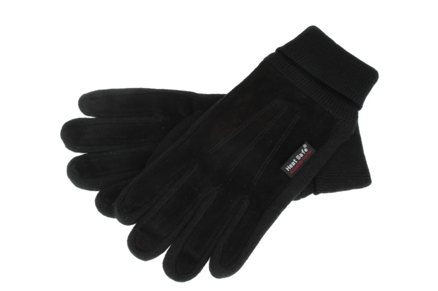 Accessoires Hut-Breiter | Handschuhe (Leder/Strick-Materialmix) Warm Von Hut-Breiter Schwarz