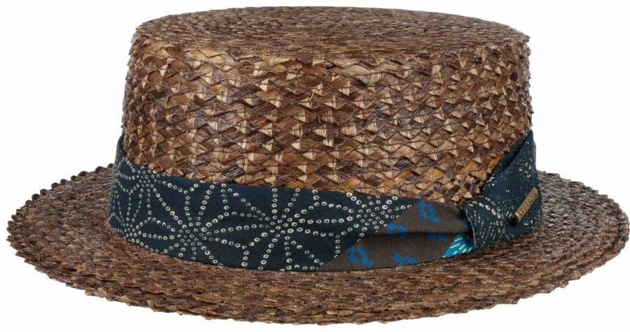 Hute Stetson | Stetson Stroh Kreissage Palme Uv 40+ Braun Gemustert