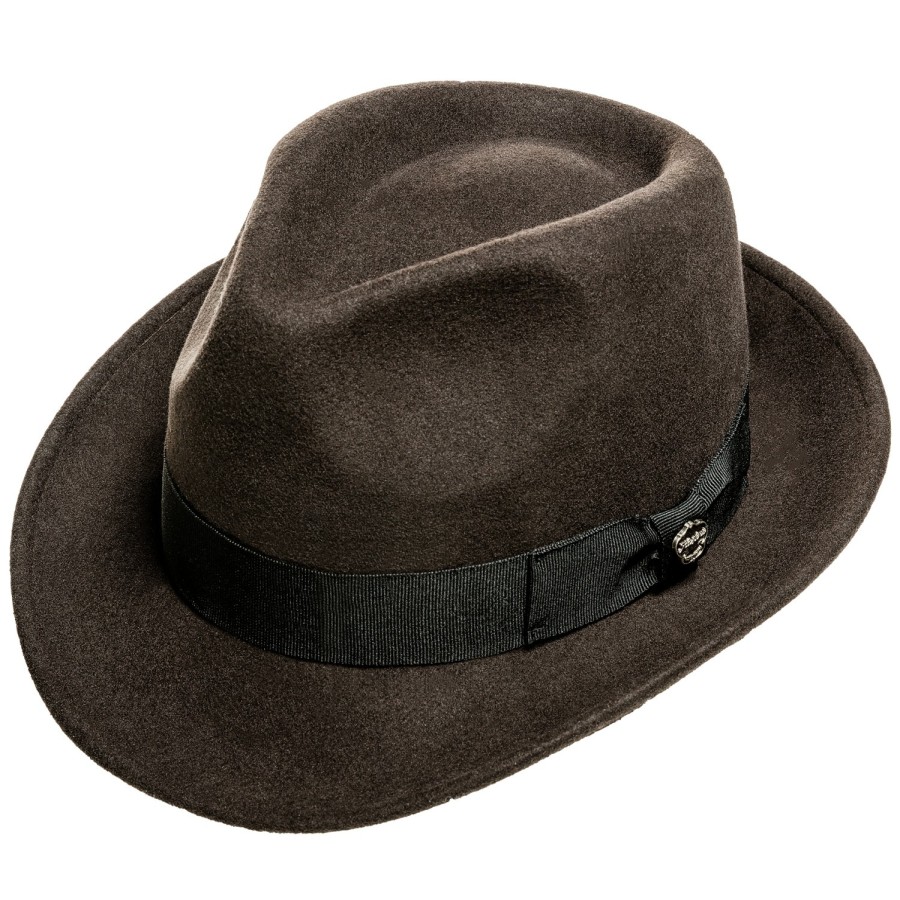 Hute Kastori | Kastori Modischer Damen/Herren Filzhut Trilby-Hut Egon Aus 100% Wolle Dunkelbraun