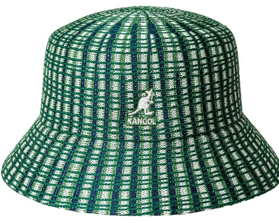 Hute Kangol | Kangol Gestrickter Sommer Bucket Fischerhut Prep Plaid Grun Gemustert